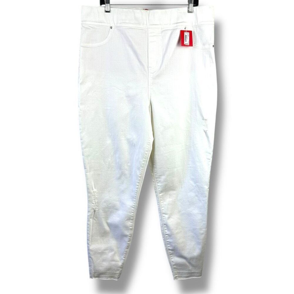 SPANX Size 3X Distressed Skinny Jeans White Denim Summer Shapewear Flattering